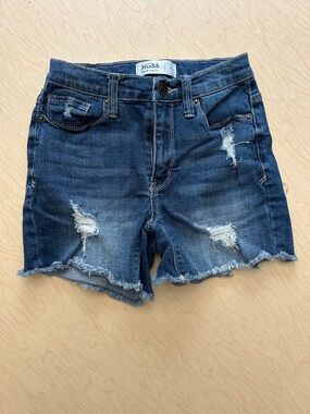 Mudd Distressed Dark Blue Denim Cutoff Shorts Size 1
